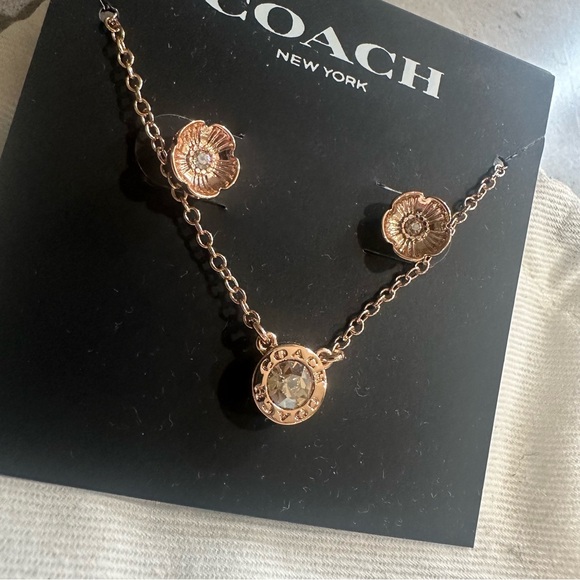 Coach Open Circle Necklace + Tea Rose Stud Set - Picture 3 of 8